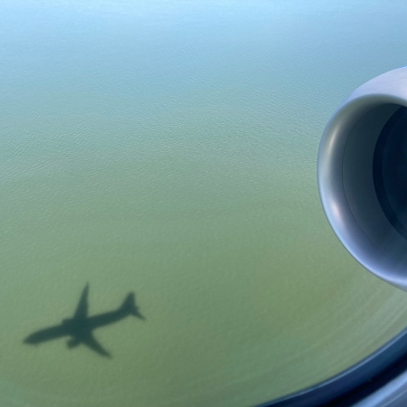 Shadow of a plane from the plane window